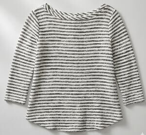 LOFT Womens XS Preppy Coastal‎ Minimalist Striped Back Zip Boat Neck Knit Top